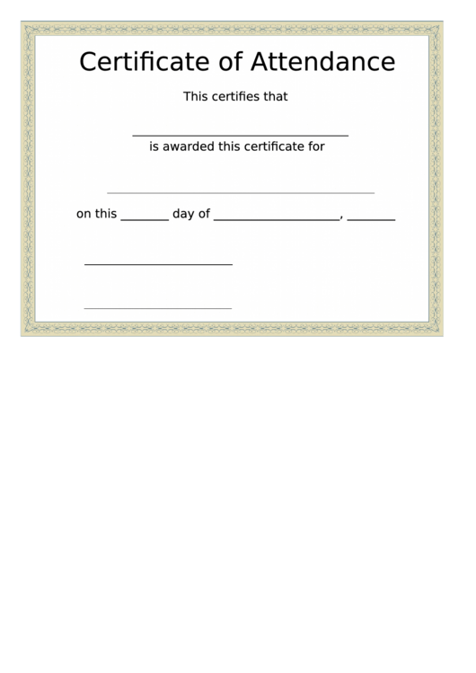 Certificate Of Attendance Printable pdf
