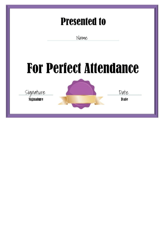 Perfect Attendance Certificate Printable pdf