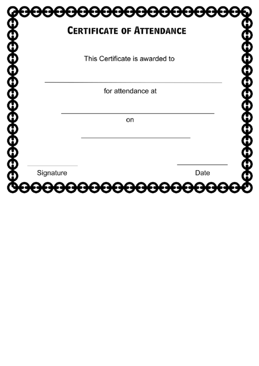 Certificate Of Attendance Template Printable pdf