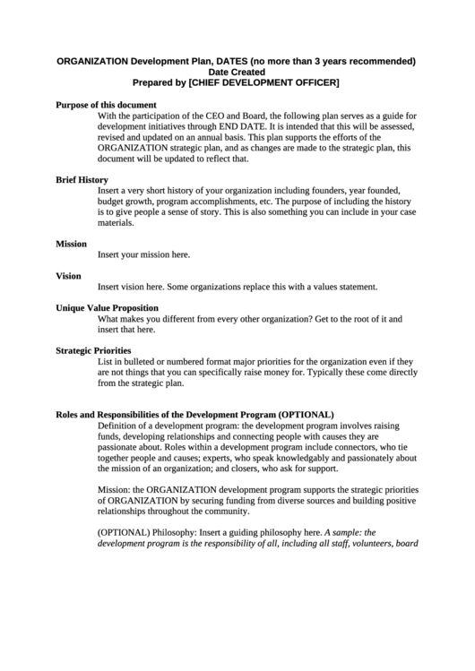 Organization Development Plan Printable pdf