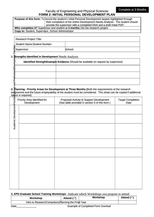 Initial Personal Development Plan Printable pdf