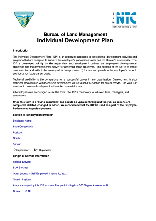 Fillable Individual Development Plan Template Printable pdf