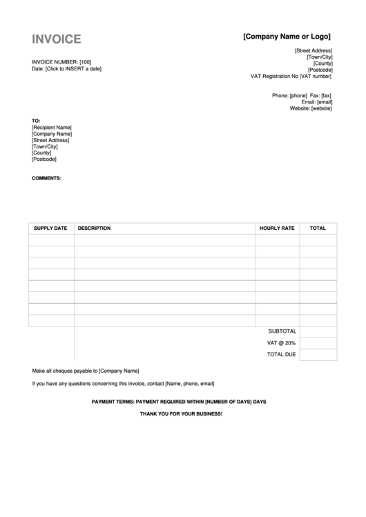 Sample Sales Invoice Template Printable pdf