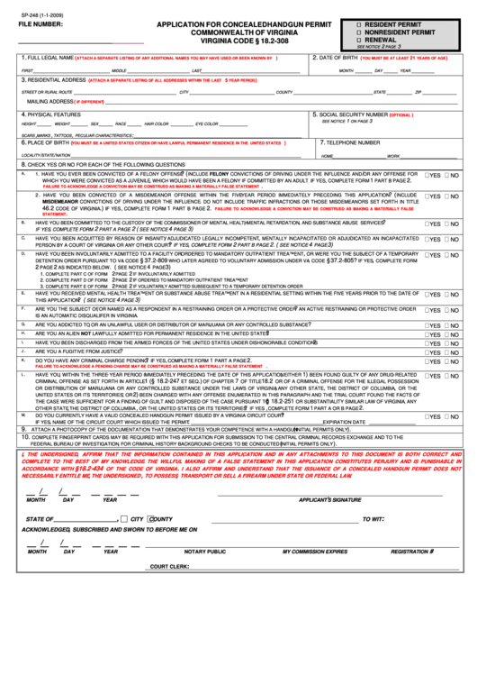Application For Concealed Handgun Permit Printable pdf