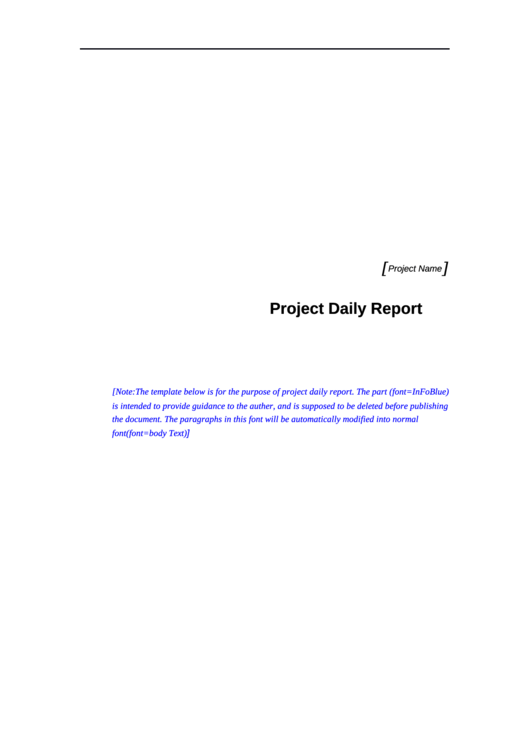 Project Daily Report Template Printable pdf
