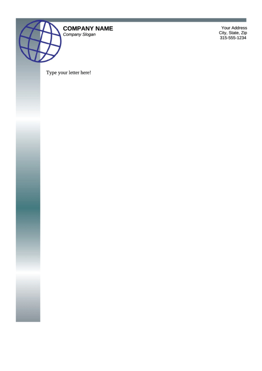 Business Letterhead Template - Blue Globe Printable pdf