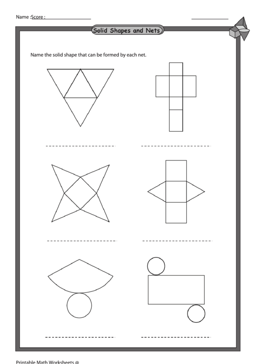 Solid Shapes And Nets Worksheet With Answer Key