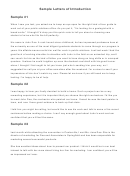 Sample Letter Of Introduction Templates