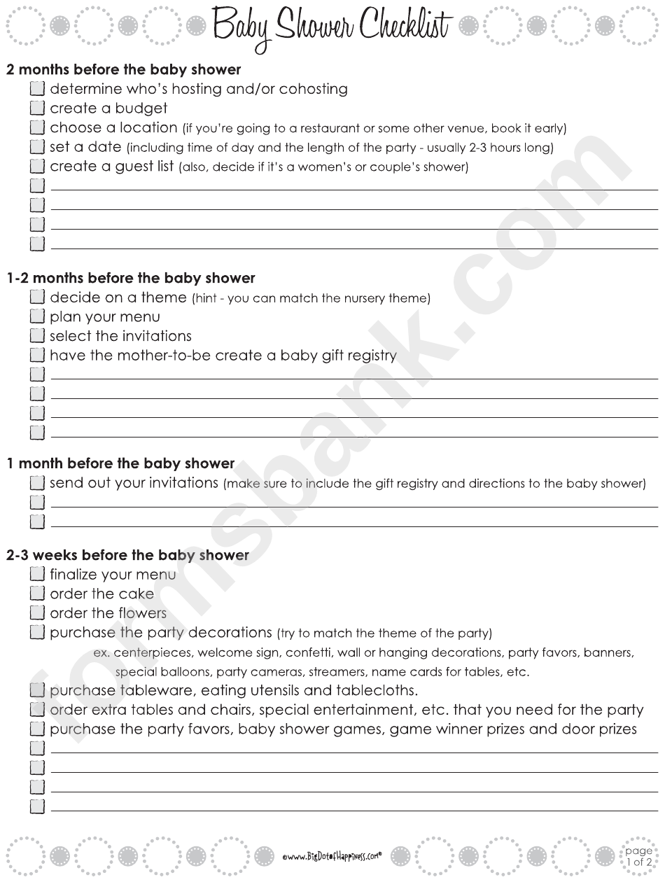 Baby Shower Checklist 2