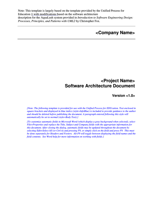 Software Architecture Document Printable pdf