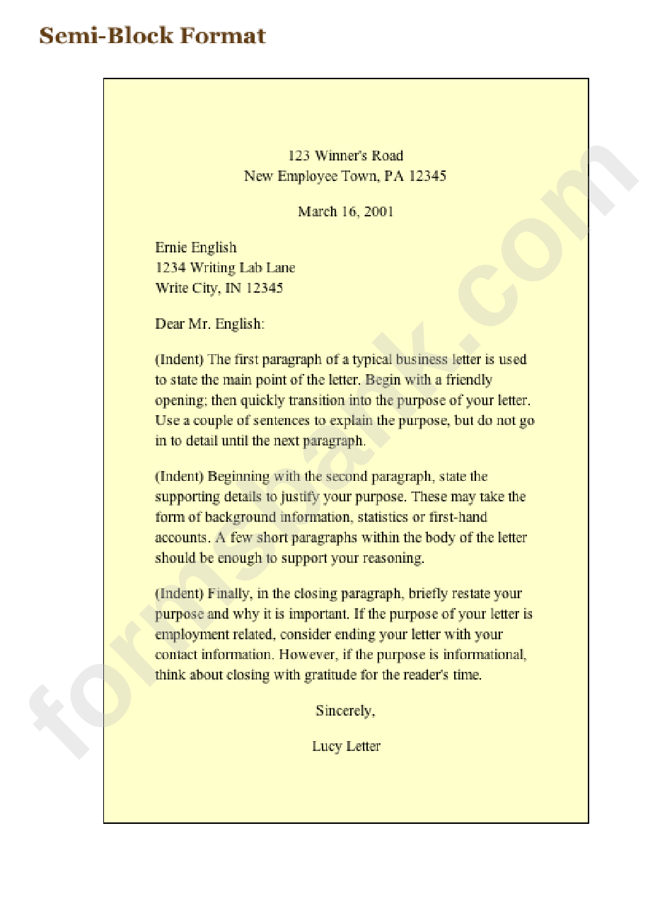 Business Letter Sample