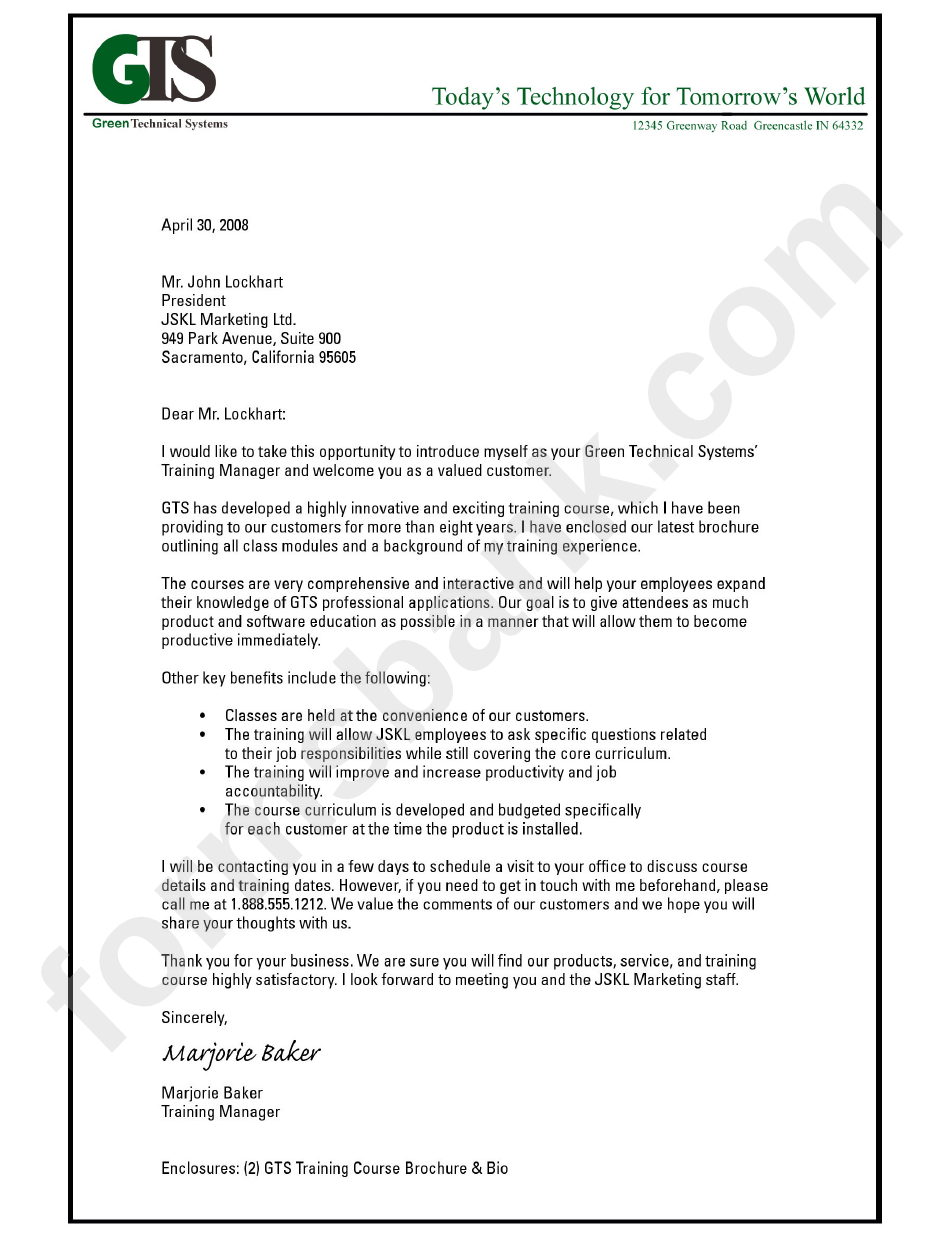 Sample Business Introduction Letter Template