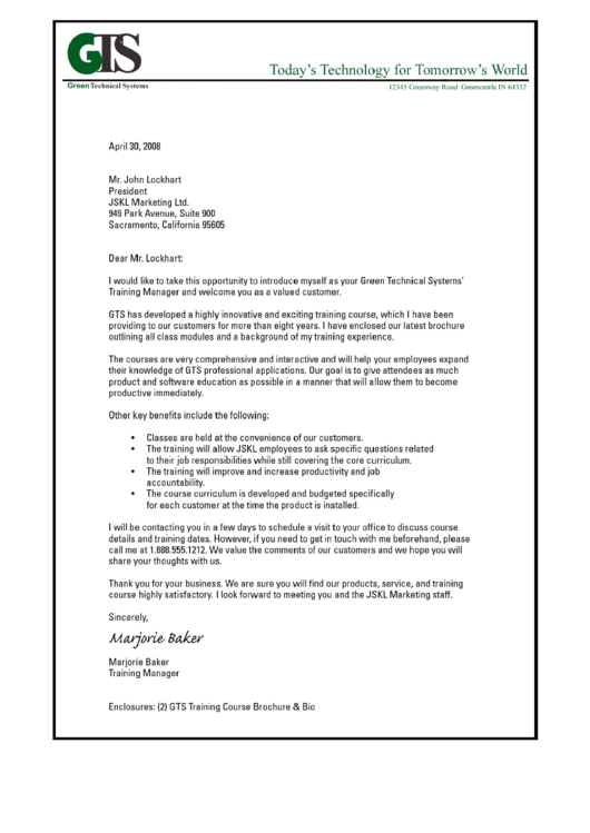 Sample Business Introduction Letter Template Printable pdf