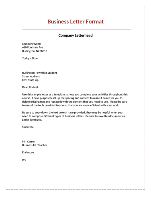 Sample Business Letter 5 Printable pdf