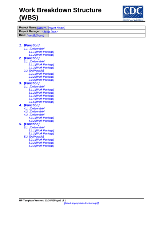 Work Breakdown Structure (Wbs) Printable pdf