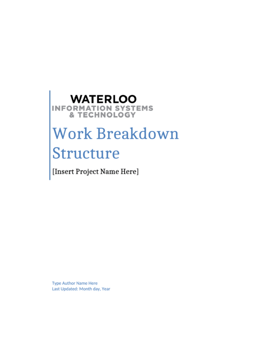 Work Breakdown Structure Printable pdf