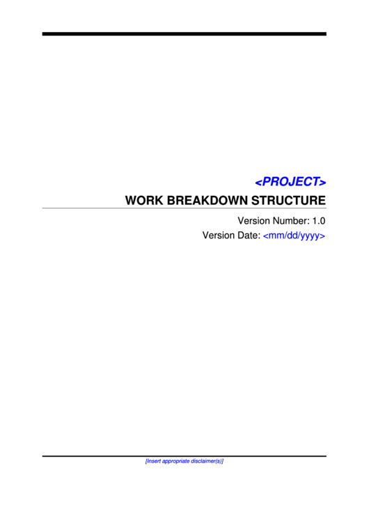 Work Breakdown Structure Template Printable pdf