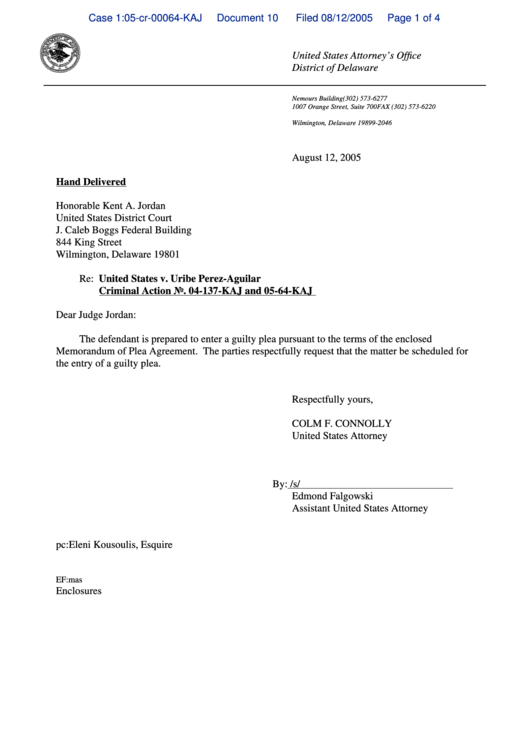 Memorandum Of Plea Agreement Printable pdf