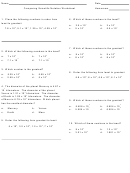 Comparing Scientific Notation Worksheet