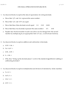 Decimal Operations Exploration Worksheet Printable pdf