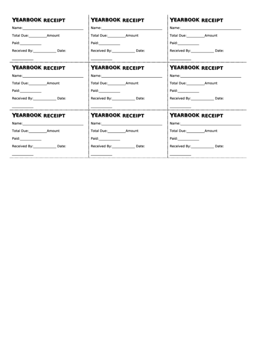 Back-To-School Yearbook Receipt Template Printable pdf