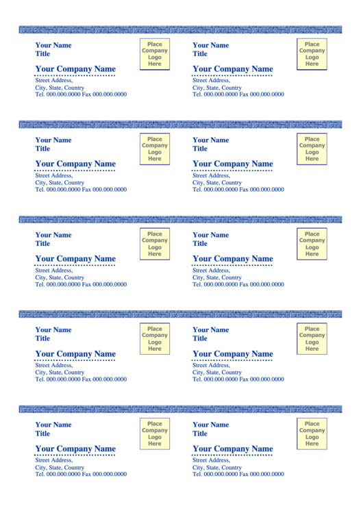 Business Card Template - Dark Blue Printable pdf