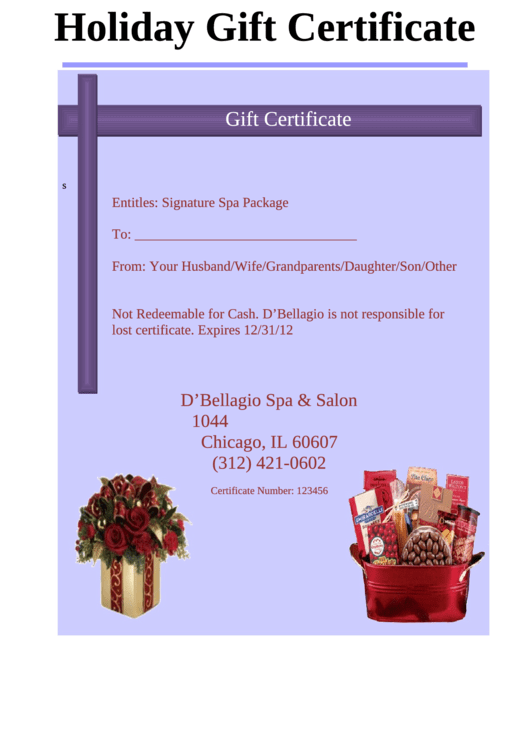 Holiday Gift Certificate Printable pdf