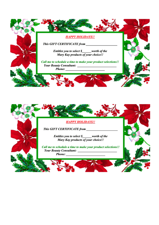 Holiday Gift Certificate Template Printable pdf