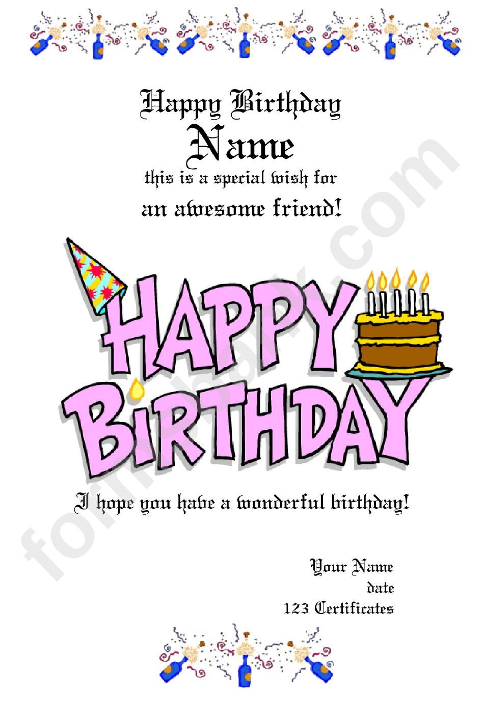 Birthday Gift Certificate Template