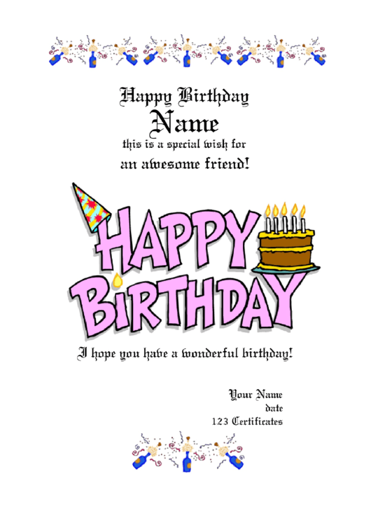 Birthday Gift Certificate Template Printable pdf