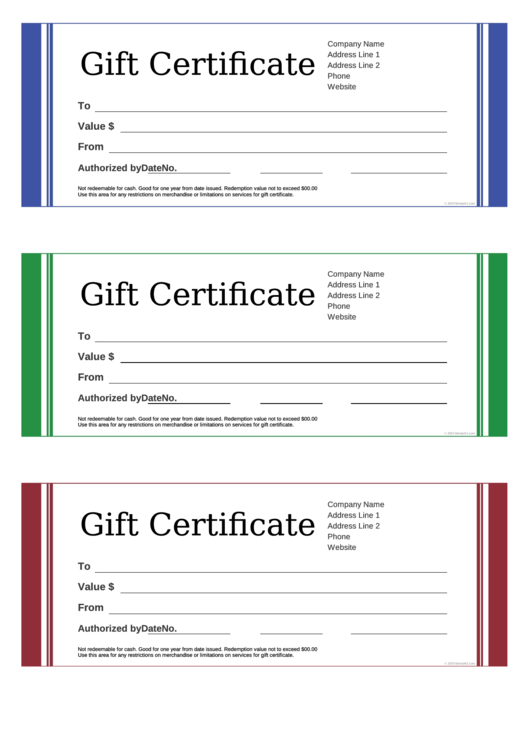 Blank Gift Certificate Template Printable pdf