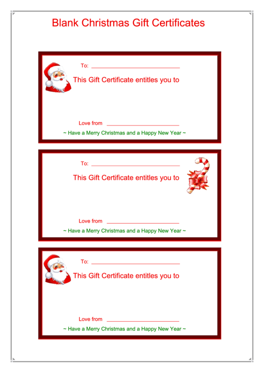 Blank Christmas Gift Certificate Template Printable pdf