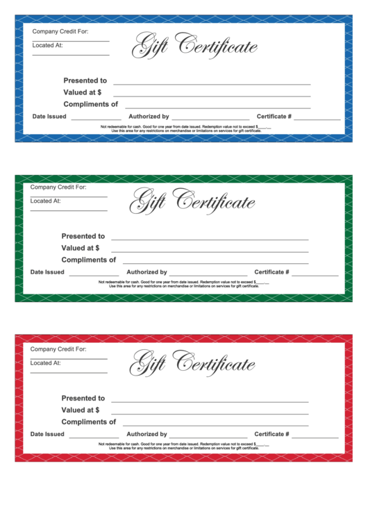 Fillable Gift Certificate Template Printable pdf