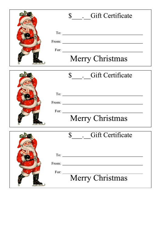 Fillable Santa Christmas Gift Certificate Template Printable pdf
