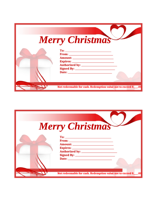 Christmas Gift Certificate Template Printable pdf