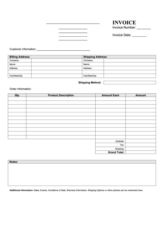 fillable blank invoice template printable pdf download