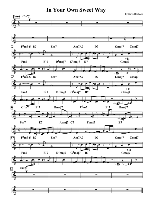 In Your Own Sweet Way Sheet Music Printable pdf