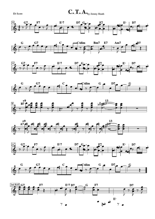 C. T. A. By Jimmy Heath Sheet Music Printable pdf