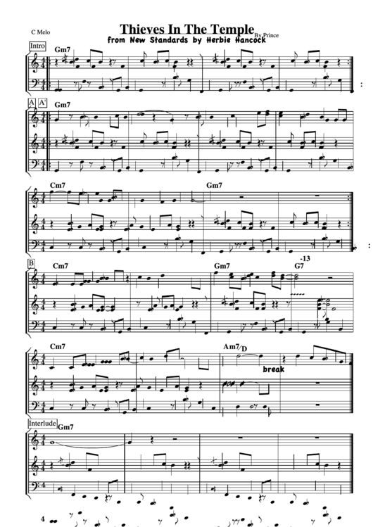 Thieves In The Temple Sheet Music Printable pdf