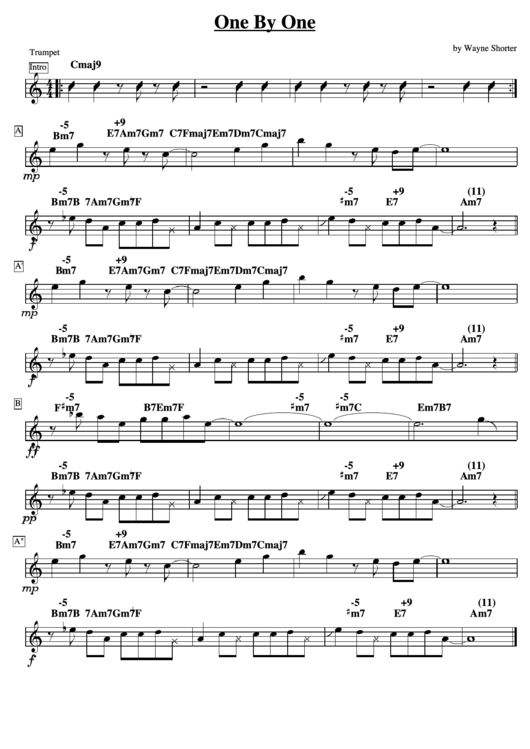 One By One By Wayne Shorter Sheet Music Chart Printable pdf