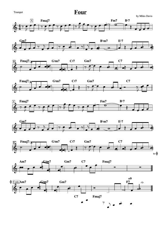 Four Trumpet Sheet Music Printable pdf