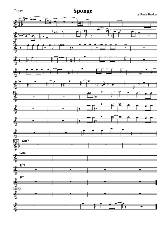 Sponge Trumpet Sheet Music Printable pdf