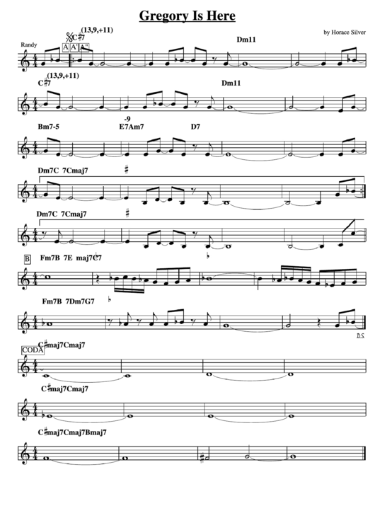 Gregory Is Here Trumpet Sheet Music Printable pdf