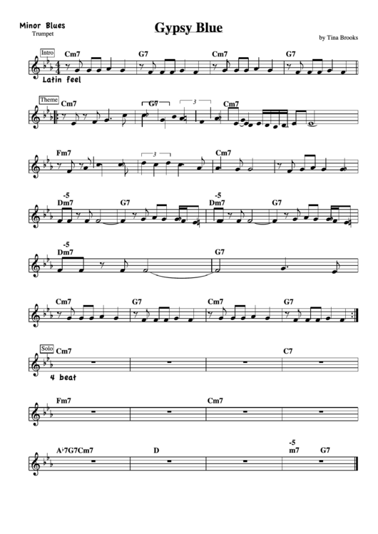 Gypsy Blue Trumpet Sheet Music Printable pdf