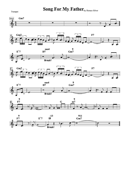 Song For My Father Trumpet Sheet Music Printable pdf