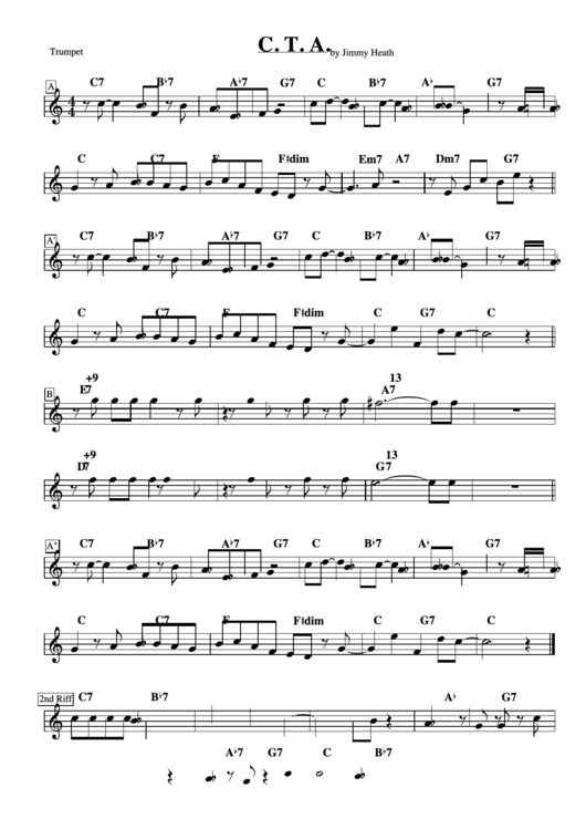 C. T. A. Trumpet Sheet Music Printable pdf