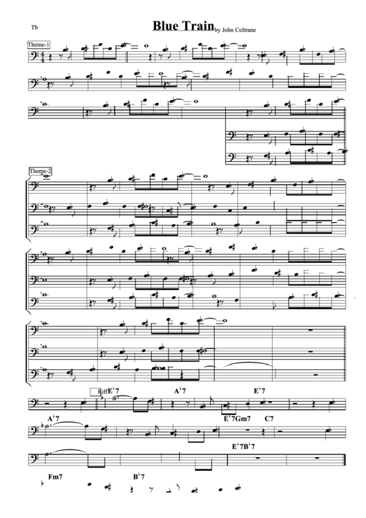Blue Train Trombone Sheet Music Printable pdf
