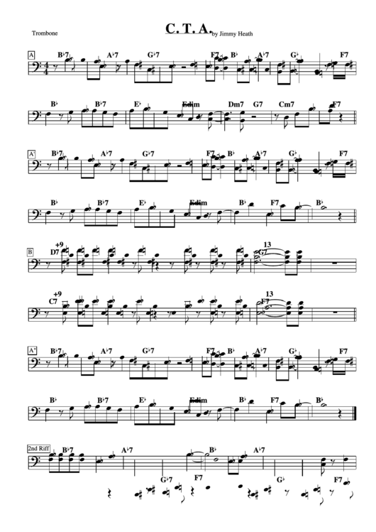 Sheet Music - C. T. A. Trombone Printable pdf