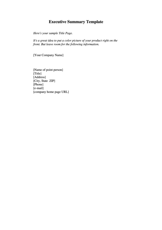 Executive Summary Template Printable pdf