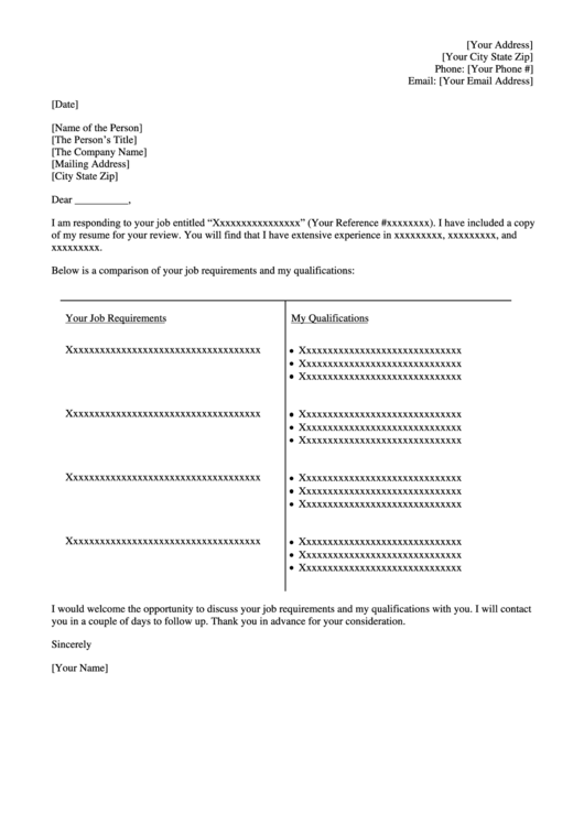 Cover Letter Template Printable pdf